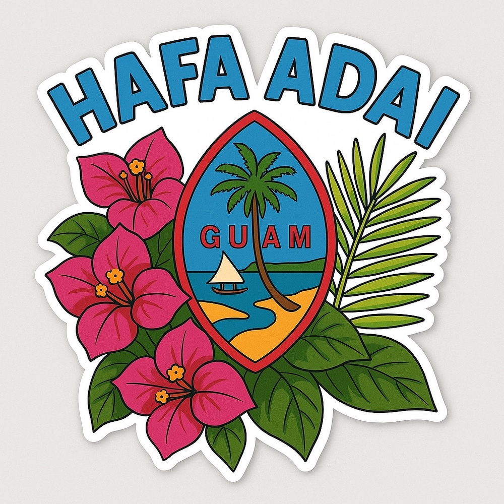 Håfa Adai Guam Floral Sticker | Island Pride Tropical Vinyl Decal